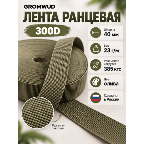 Лента ранцевая 300D олива ширина 40мм 